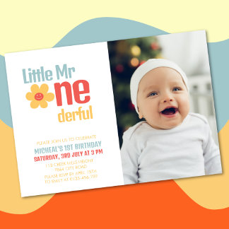 Little Mister Onederful Retro Erster Geburtstag Einladung
