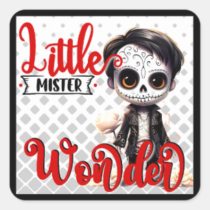 Little Mister _ Sugar Skull Quadratischer Aufkleber