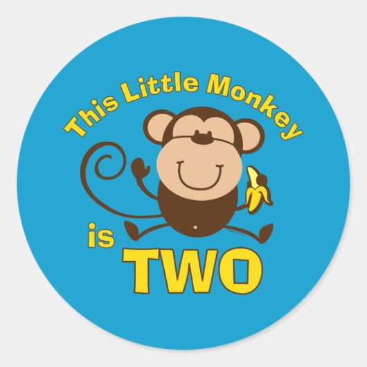 Little Monkey 2. Geburtstag Boy Sticker (Vorderseite)