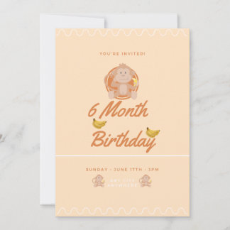 Little Monkey 6 Month Birthday Einladung