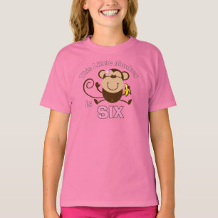 Little Monkey 6th Birthday Girl T-Shirt
