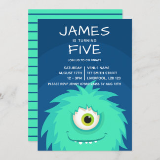 Little Monster Blue Einladung