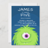 Little Monster Blue Green Einladung (Vorderseite)