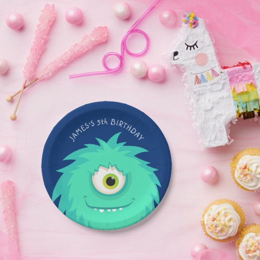 Little Monster Blue Pappteller (Party)