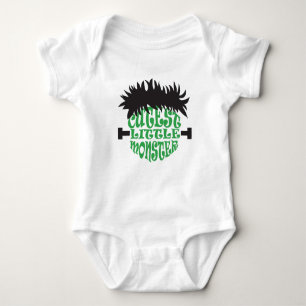 Little Monster Frankenstein Halloween Green Black Baby Strampler