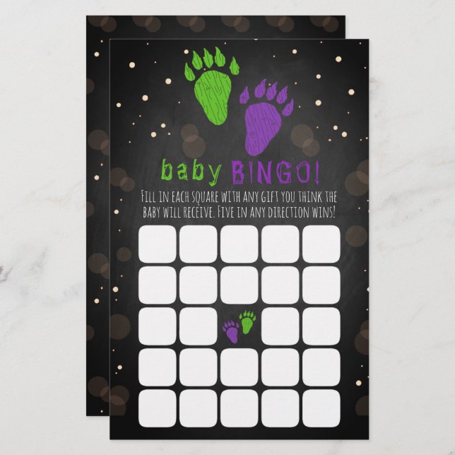 Little Monster Halloween Gender Reveal Party Bingo (Vorne/Hinten)