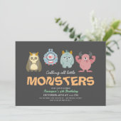 Little Monster Mash Halloween Boy Birthday Einladung (Stehend Vorderseite)