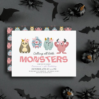Little Monster Mash Halloween Girl Geburtstag Einladung