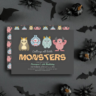Little Monster Mash Halloween Junge Geburtstag Einladung