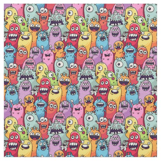  Little monsters kids nursery funny faces  Stoff (Nahaufnahme)