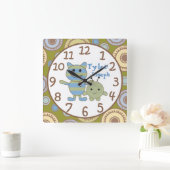 Little Monsters Peeking Baby Wall Clock Quadratische Wanduhr (Zuhause)