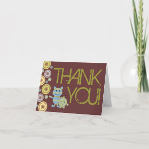 Little Monsters Thank You Baby Shower Note Card Dankeskarte