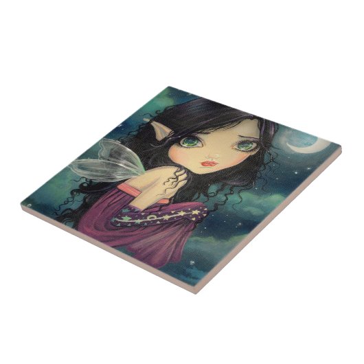 Little Moon Big-Eye Fairy Fantasy Art Fliese (Seite)