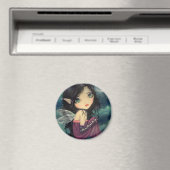 Little Moon Big-Eye Fairy Fantasy Art Magnet (In Situ (Geschirrspüler))