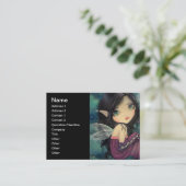 Little Moon Big-Eye Fairy Fantasy Art Visitenkarte (Stehend Vorderseite)