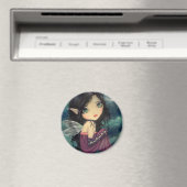 Little Moon Gothic Big-Eye Fairy Art Magnet (In Situ (Geschirrspüler))