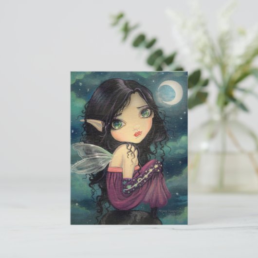 Little Moon Gothic Big-Eye Fairy Art Postkarte (Stehend Vorderseite)
