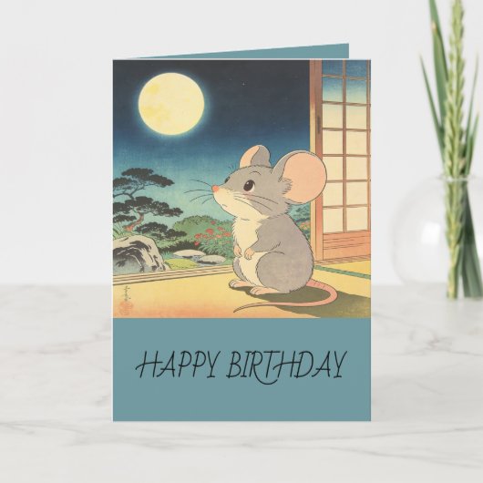 Little Mouse Moon Matsumoto Hoji Style Birthday Karte (Vorderseite)