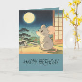 Little Mouse Moon Matsumoto Hoji Style Birthday Karte (Gelbe Blume)