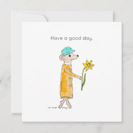 Little Mouse With Daffodil Feiertagskarte