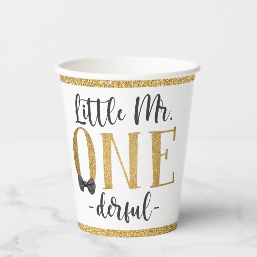 Little Mr One Derful 1st Birthday Paper Cup Pappbecher (Vorderseite)