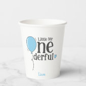 Little Mr Onederful First Birthday Blue individuel Pappbecher (Vorderseite)