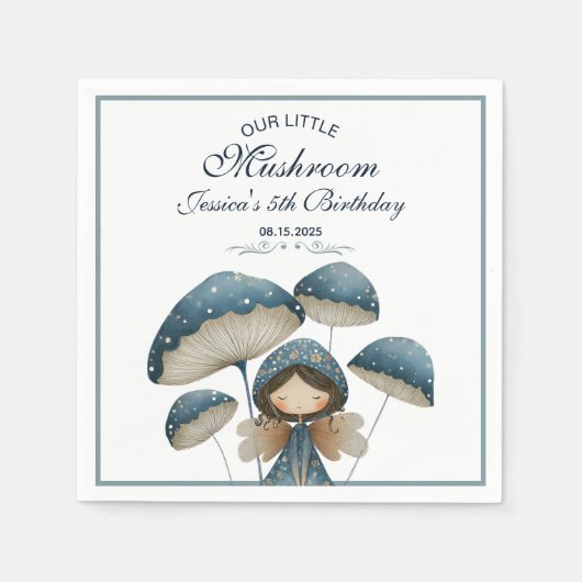 Little Mushroom Blue Fairy Kindergeburtstag Party Serviette (Vorderseite)