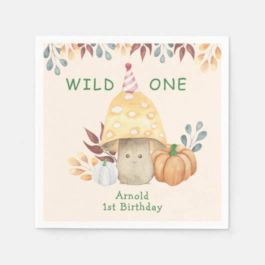 Little Mushroom erste Geburtstagsparty Serviette (Vorderseite)