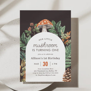 Little Mushroom Woodland Geburtstag Einladung