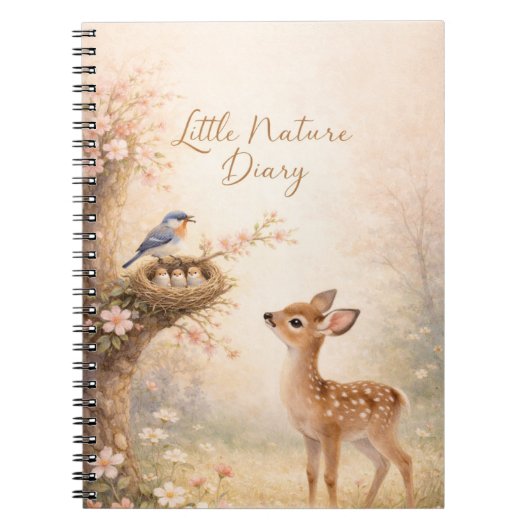 Little Nature Diary Cute Deer Bird Nest Notebook | Notizblock (Vorderseite)