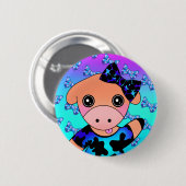 Little Naughty Lächelkuh mit Niedlichem Bow Button (Vorne & Hinten)