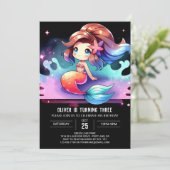 Little Nautical Mermaid Geburtstag Einladung (Stehend Vorderseite)