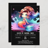 Little Nautical Mermaid Geburtstag Einladung (Vorne/Hinten)