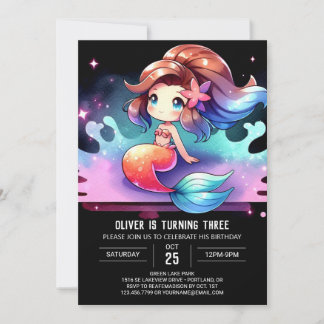 Little Nautical Mermaid Geburtstag Einladung
