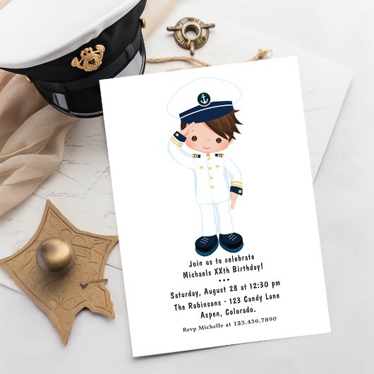 Little Navy Boy Nautical Birthday Party Einladung