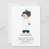 Little Navy Boy Nautical Birthday Party Einladung (Vorderseite)