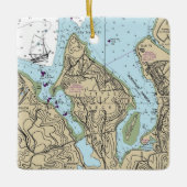 Little Neck NY Nautical Chart Christmas Keramikornament (Vorderseite)