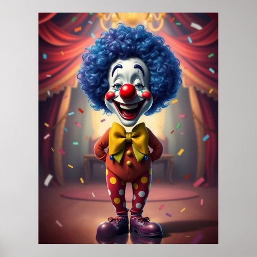 Little Nice Rocky Clocky Clown with Blue Hair Poster (Vorne)