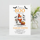 Little niedlich Boo ist fast Due Baby Dusche Einladung (Stehend Vorderseite)