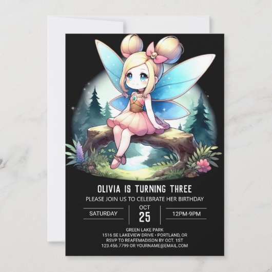 Little Niedlich Fairy Birthday Einladung (Vorderseite)