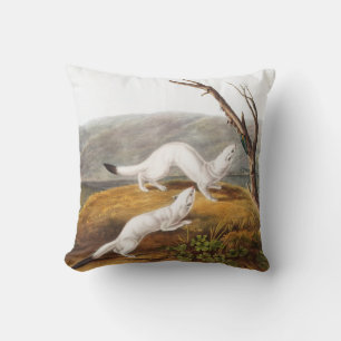 Little Nimble Weasel Putorius agilis Illustration Kissen