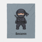 Little Ninja Custom Name Grey Fleecedecke (Vorderseite)