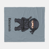 Little Ninja Custom Name Grey Fleecedecke (Vorderseite (Horizontal))