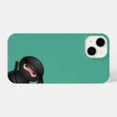 Little Ninja Peeking on Green iPhone Hülle (Rückseite (Horizontal))