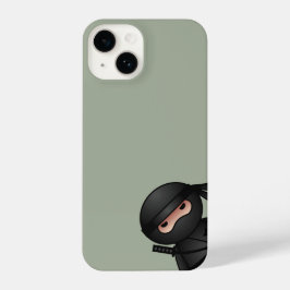 Little Ninja Peeking on Sage Green iPhone 14 Hülle