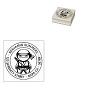 Little Ninja Round Address Gummistempel (Stempel)