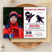 Little Ninja Warrior Kids Foto Birthday Party Einladung