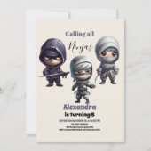 Little Ninja Warrior Kindergeburtstag Einladung (Vorderseite)