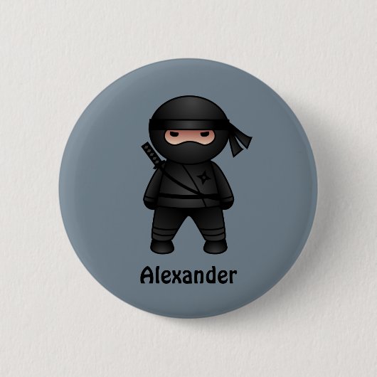 Little Ninja Warrior on Gray Button (Vorderseite)