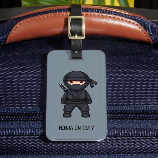 Little Ninja Warrior on Gray Gepäckanhänger (Vorderseite Insitu 2)